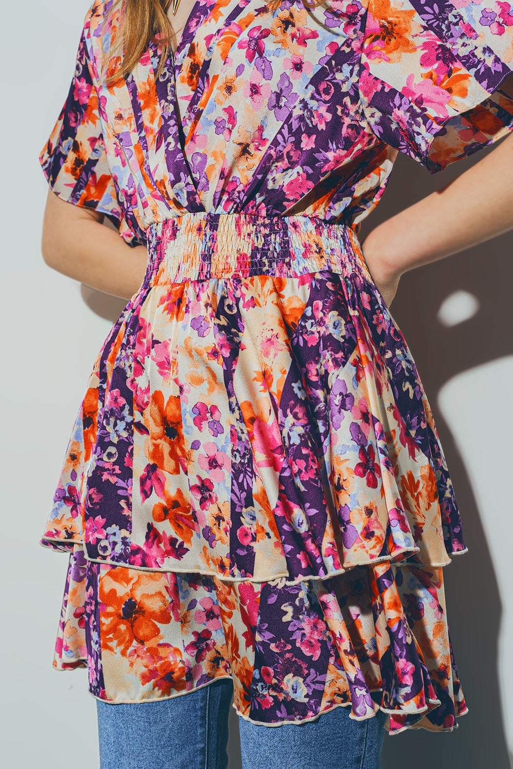 Mini Vestido Floral em Multicor