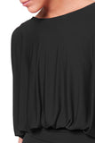 mini vestido preto drapeado v-back
