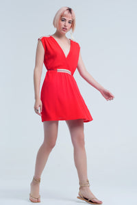 Mini vestido vermelho com bordado