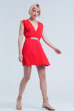 Mini vestido vermelho com bordado