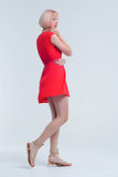 Mini vestido vermelho com bordado