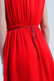 Mini vestido vermelho com bordado