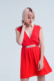 Mini vestido vermelho com bordado
