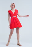 Q2 Mini vestido vermelho com bordado