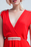 Mini vestido vermelho com bordado