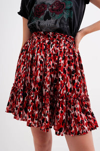 Miniskirt com rufos de impressão animal