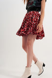 Miniskirt com rufos de impressão animal