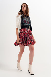 Miniskirt com rufos de impressão animal