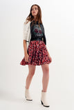 Miniskirt com rufos de impressão animal