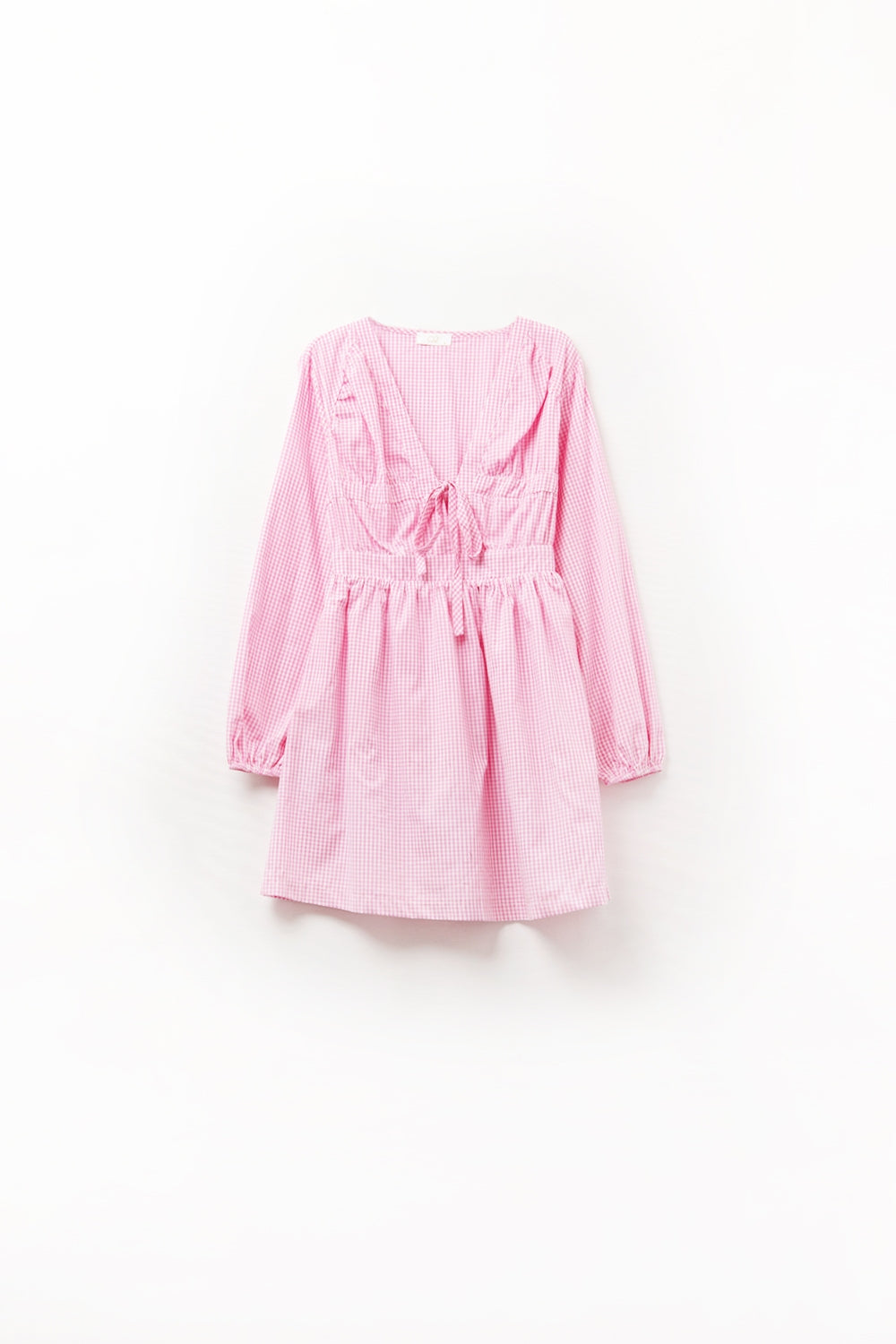 Q2 Minivestido com laço na frente cor-de-rosa cuadros vichi