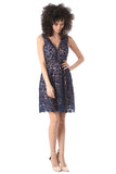 Vestido mini com renda azul