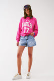 Moletom com o texto Los Angeles 77 em rosa