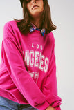 Moletom com o texto Los Angeles 77 em rosa