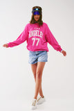 Moletom com o texto Los Angeles 77 em rosa