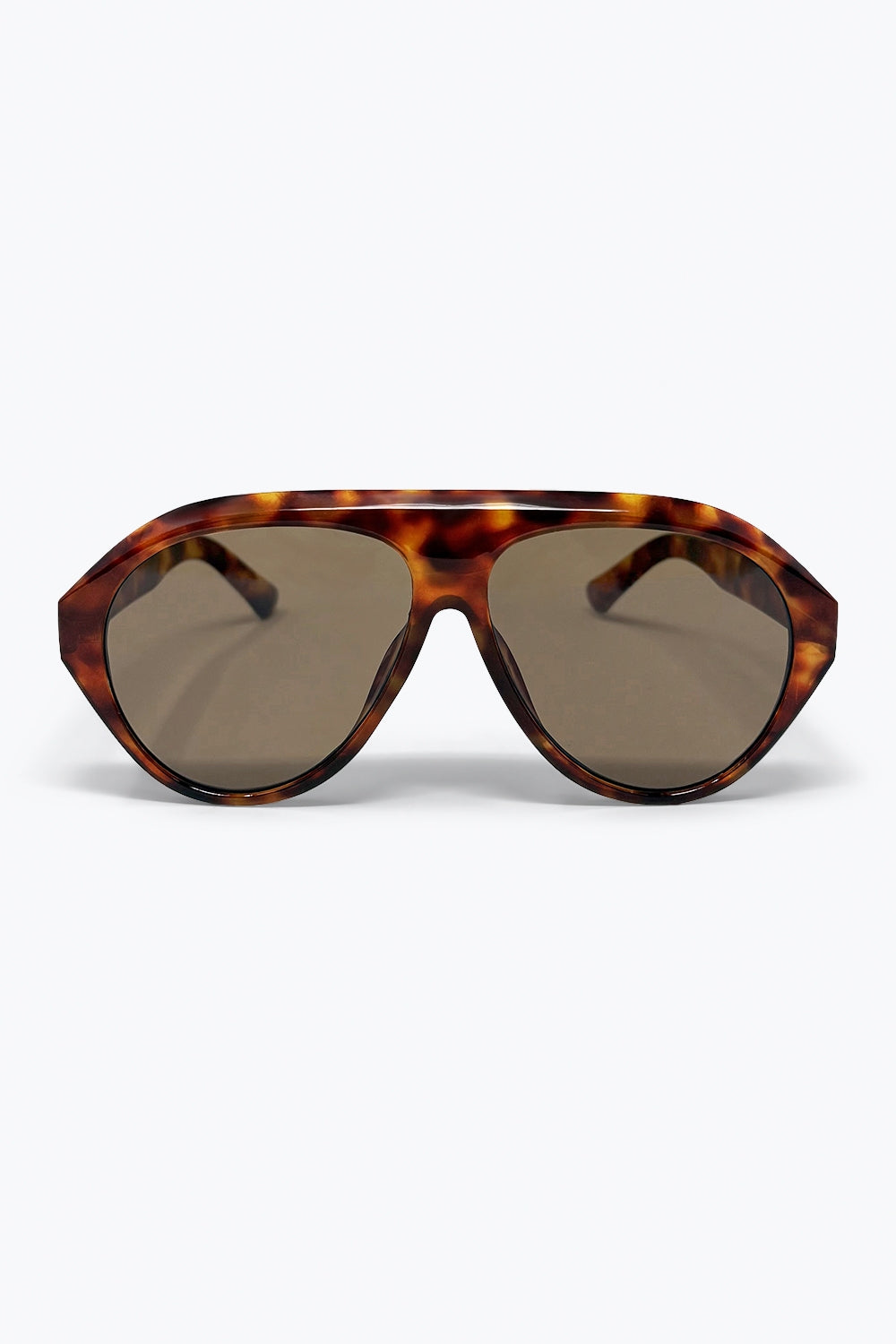 Q2 Óculos de Sol Aviador Retrô de Tartaruga com Lentes Marrons