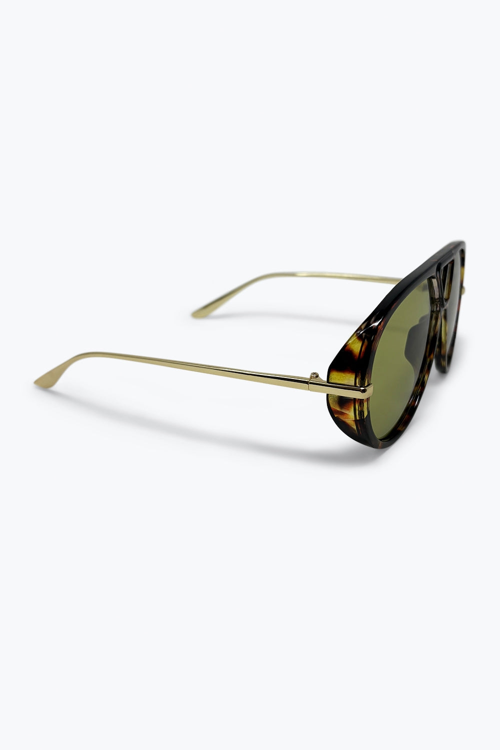 Óculos de Sol com Armação Aviador de Acetato de Tartaruga Multicolorida e Lentes Verdes