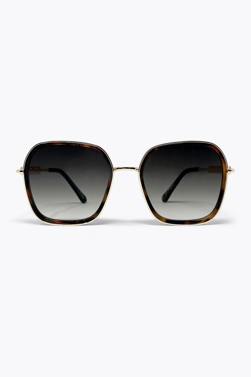 Q2 Óculos de Sol com Armação Quadrada Oversize e Lentes em Degradê Marrom Tartaruga