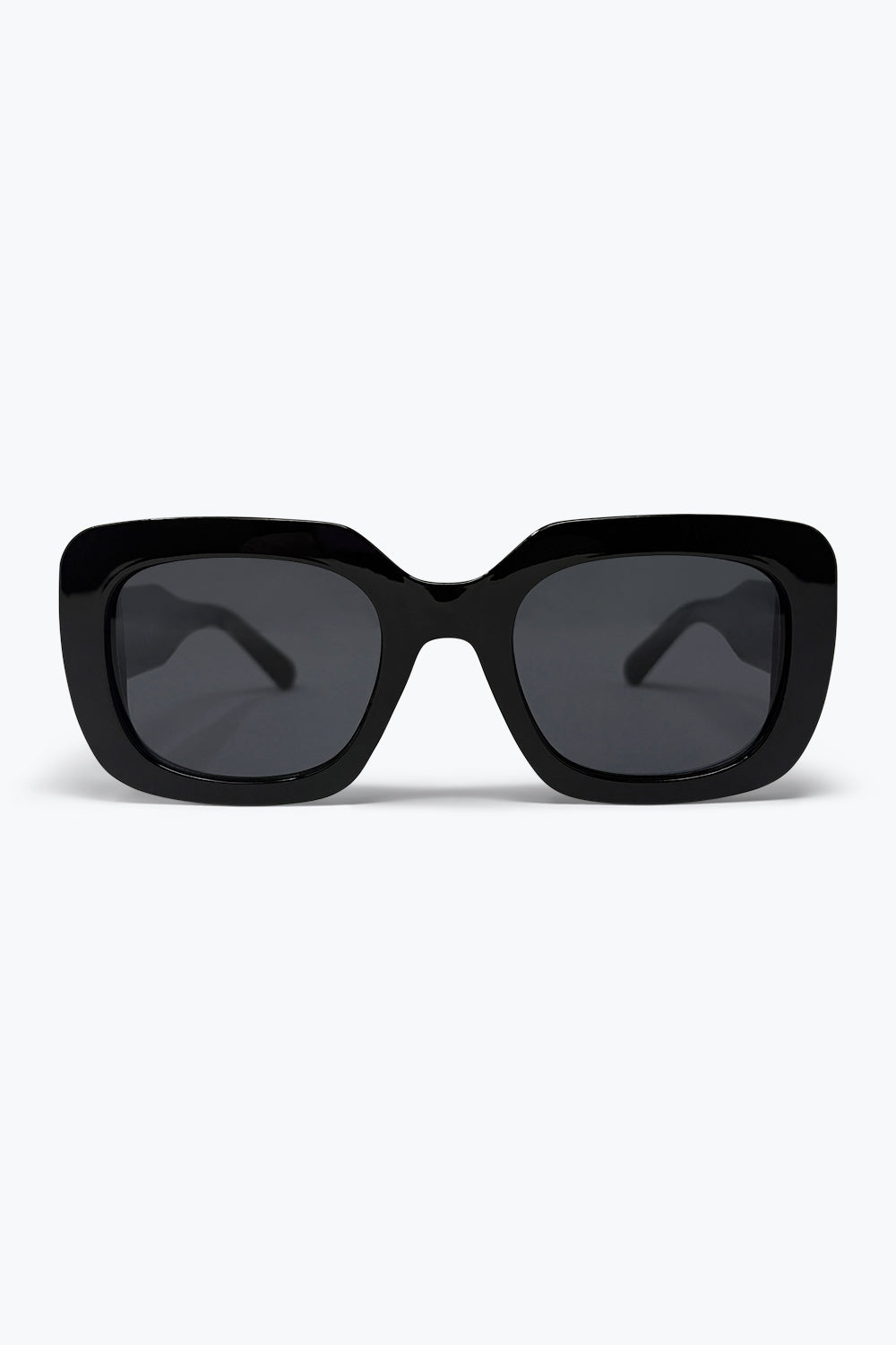 Q2 Óculos de Sol com Armação Quadrada Oversize em Acetato Preto Brilhante