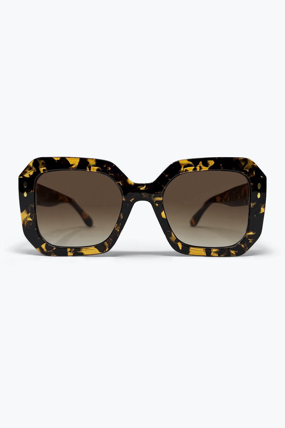 Q2 Óculos de Sol com Armação Quadrada Oversized de Acetato Tartaruga Multicolorido