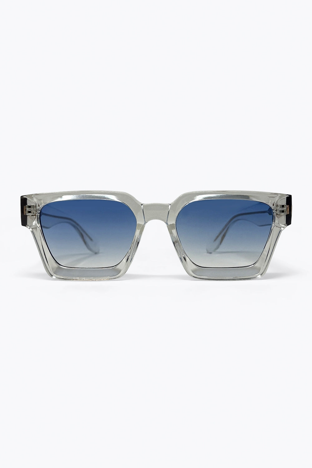 Q2 Óculos de Sol com Armação Quadrada Transparente e Lentes em Gradiente Multicolorido