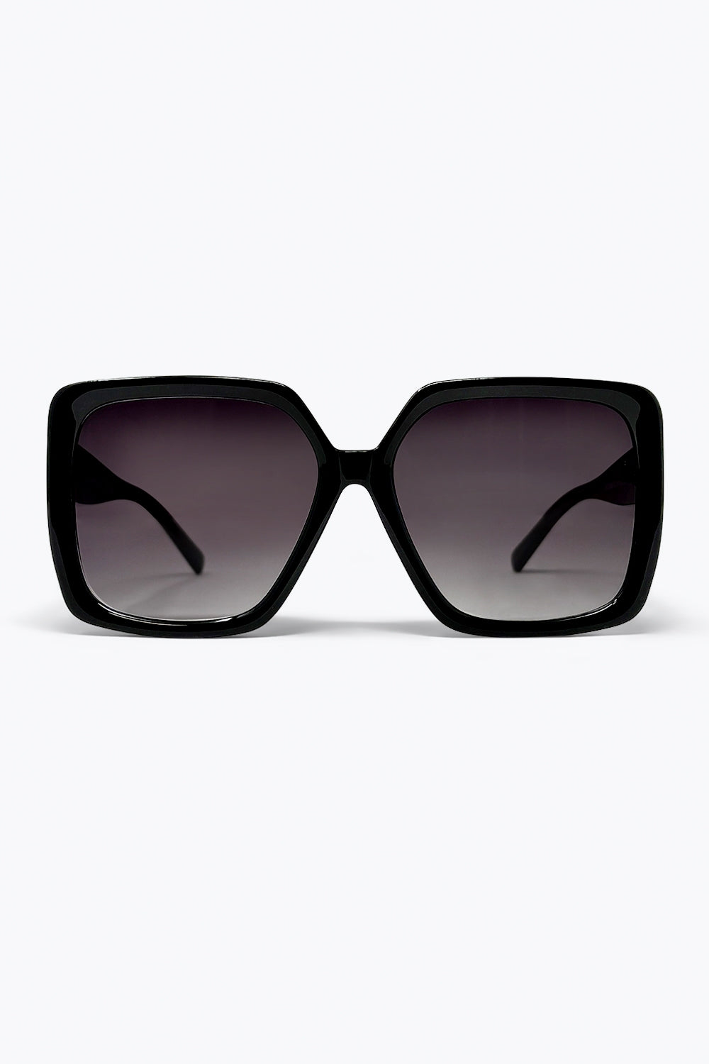 Q2 Óculos de Sol com Lentes de Gradiente e Armação Quadrada Oversized Preta