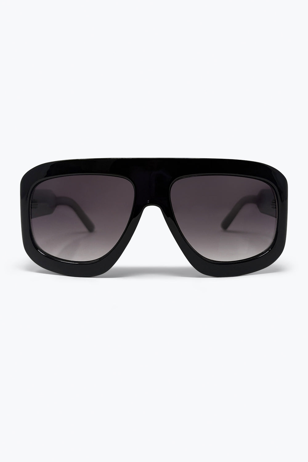 Q2 Óculos de Sol com Lentes em Degradê e Armação Quadrada Oversized Preta