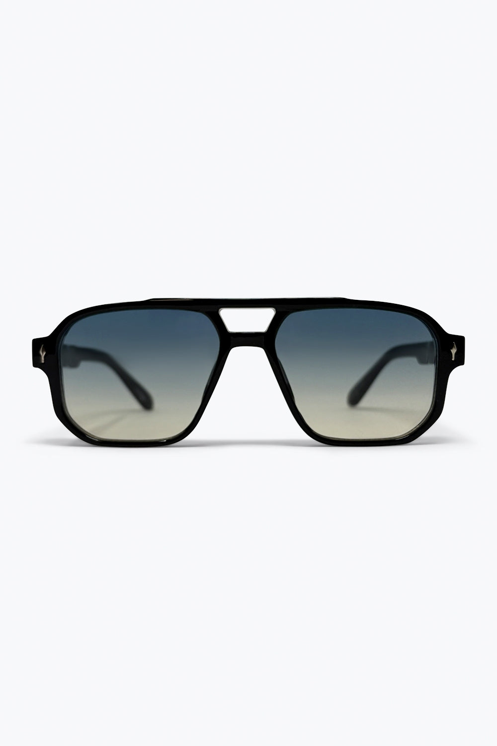 Q2 Óculos de Sol com Lentes em Degradê Preto e Armação Quadrada Oversized
