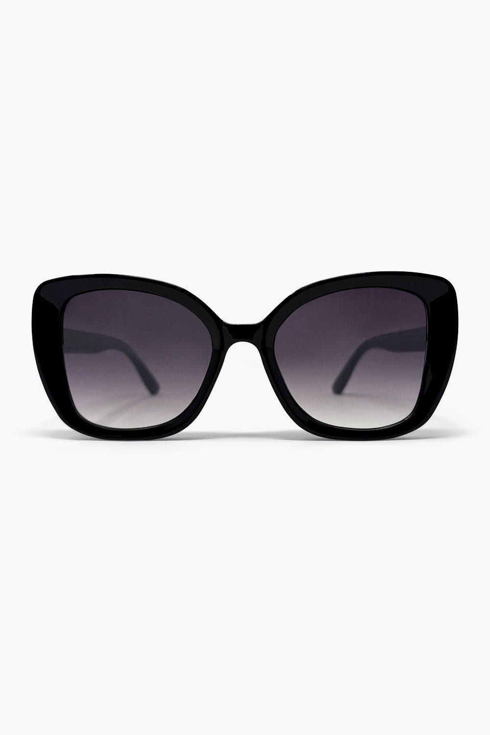 Q2 Óculos de Sol de Moda com Lentes Gradientes em Forma de Olho de Gato Oversized Pretos