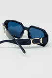 Óculos de Sol em Formato de Diamante Preto com Lentes Azul Profundo
