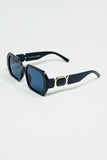 Óculos de Sol em Formato de Diamante Preto com Lentes Azul Profundo