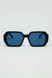 Q2 Óculos de Sol em Formato de Diamante Preto com Lentes Azul Profundo