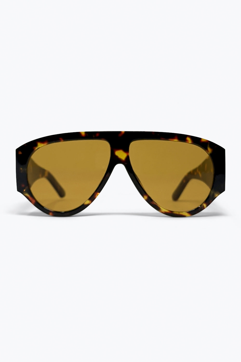 Q2 Óculos de Sol Escudo Oversized Marrom Tartaruga