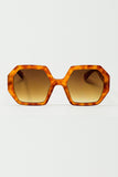 Q2 Óculos de sol hexagonais e oversized em tartaruga vintage