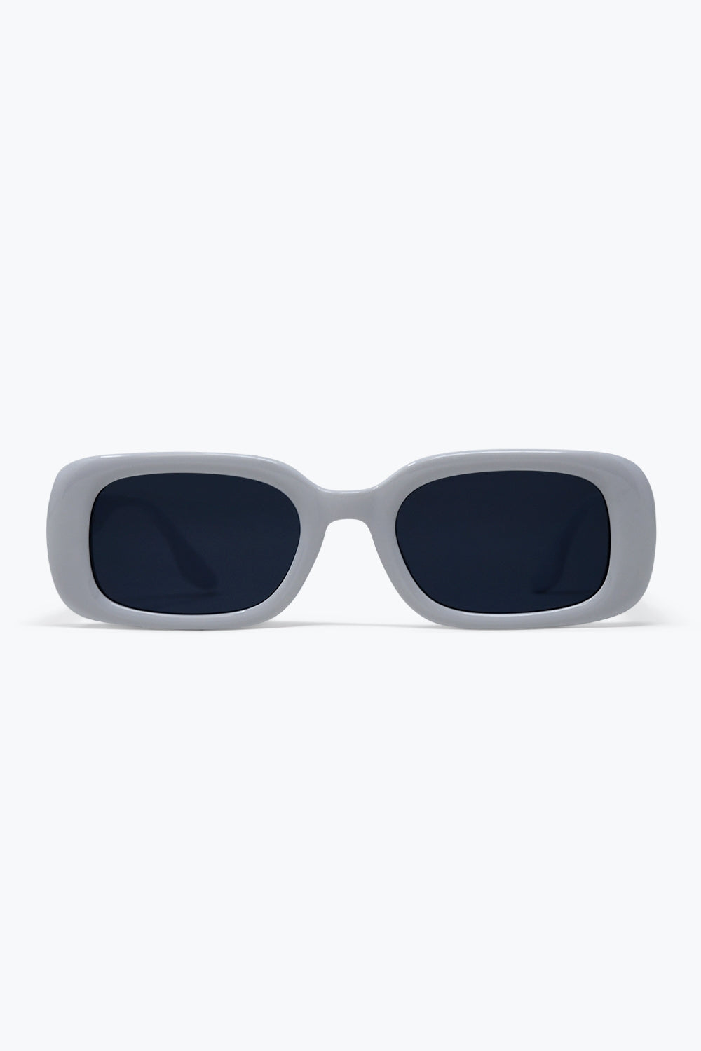 Q2 Óculos de Sol Modernos com Armação Branca e Lentes Retangulares Chunky