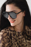 Óculos de sol Oval Aviator com lentes Smoke Black em preto