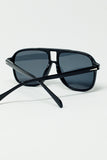 Óculos de sol Oval Aviator com lentes Smoke Black em preto