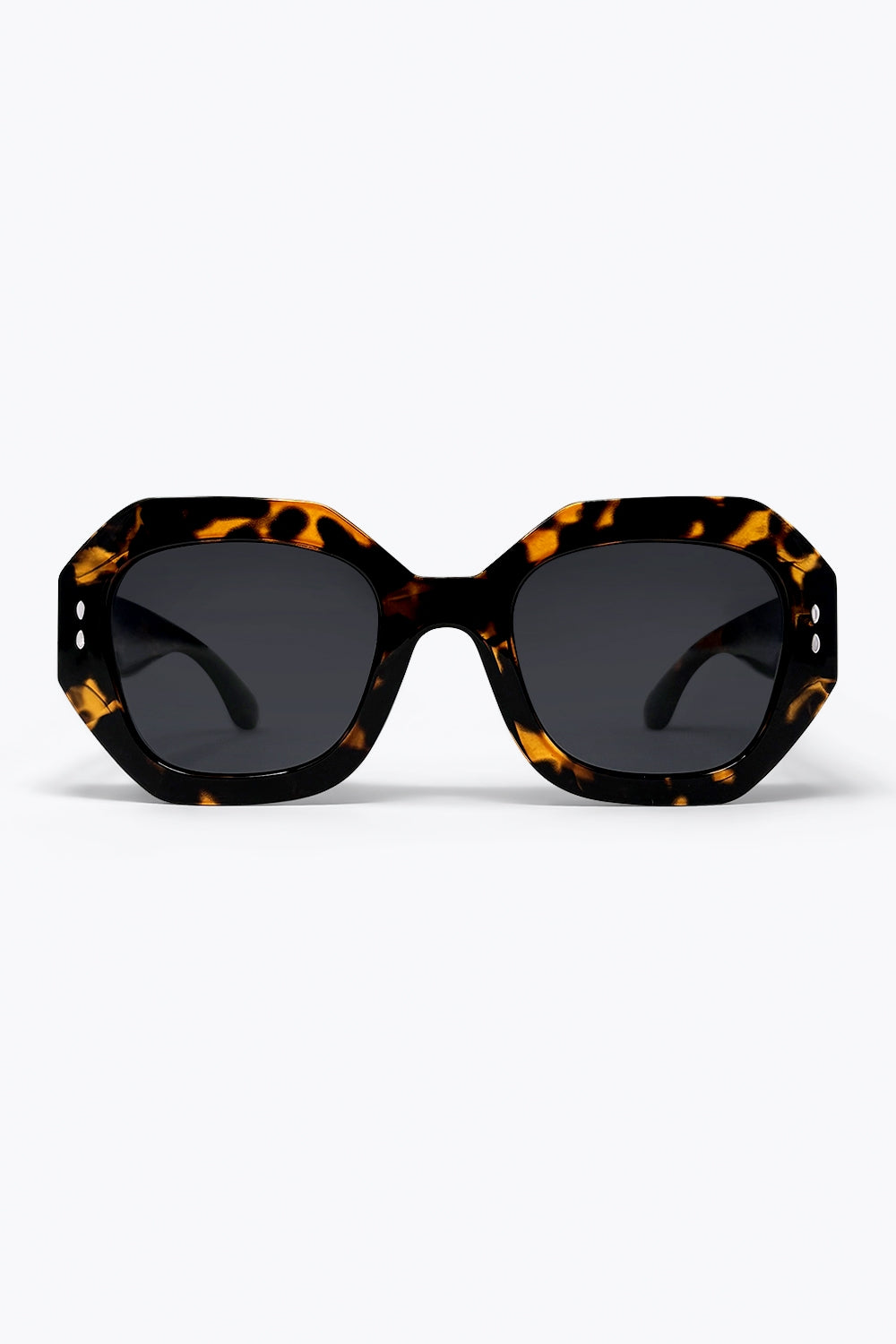 Q2 Óculos de Sol Oversize com Armação Octogonal Tartaruga Multicolorida