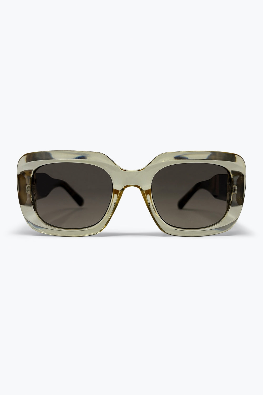 Q2 Óculos de Sol Oversized com Armação Larga de Acetato e Gradiente Quadrado Caqui