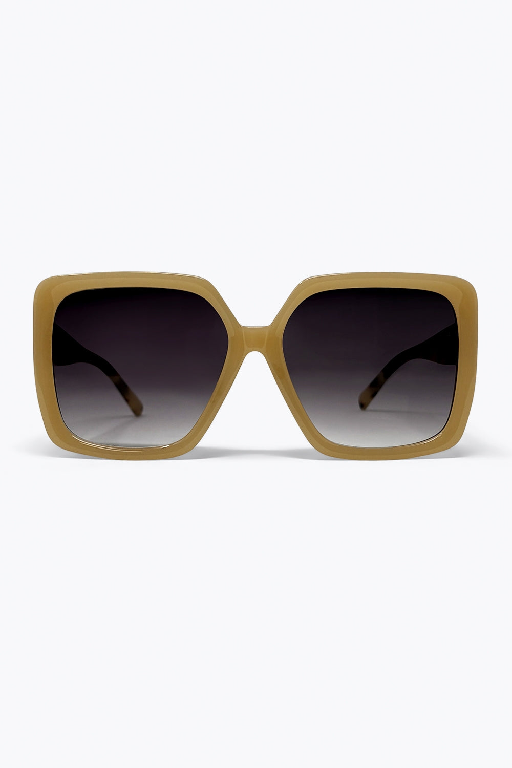 Q2 Óculos de Sol Oversized com Lente Degradê e Armação Quadrada em Tom Camelo