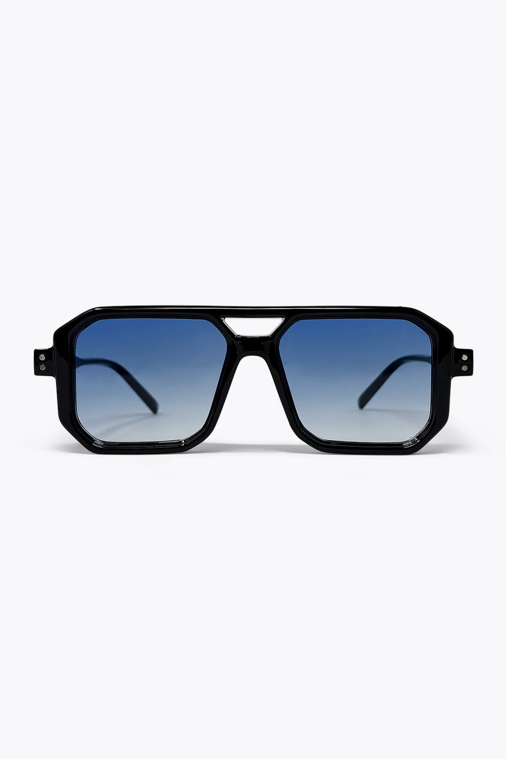 Q2 Óculos de Sol Quadrado com Armação Oversized em Preto e Gradiente Azul