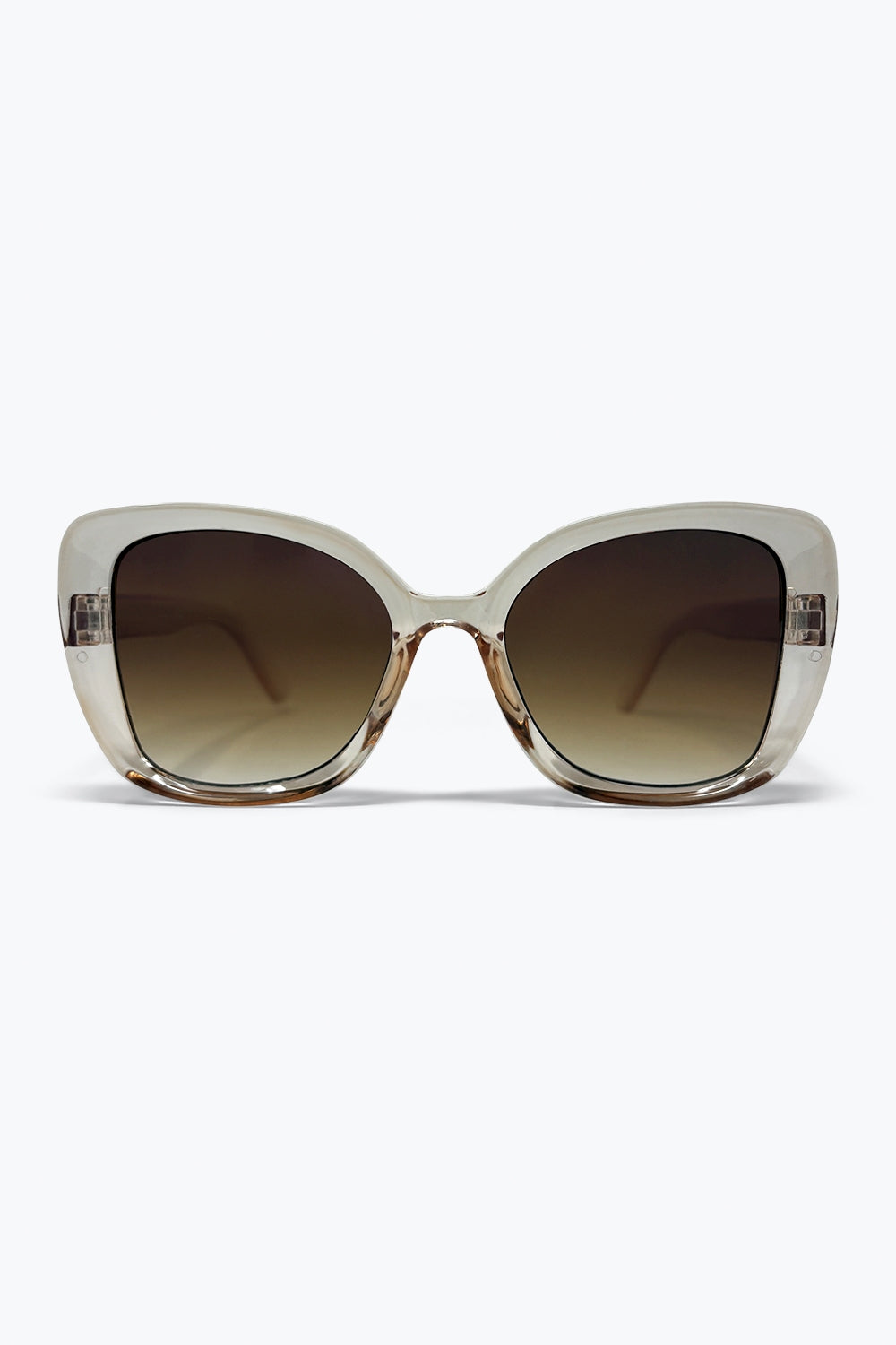 Q2 Óculos de Sol Quadrados com Lentes em Gradiente de Acetato Transparente Bege Oversize