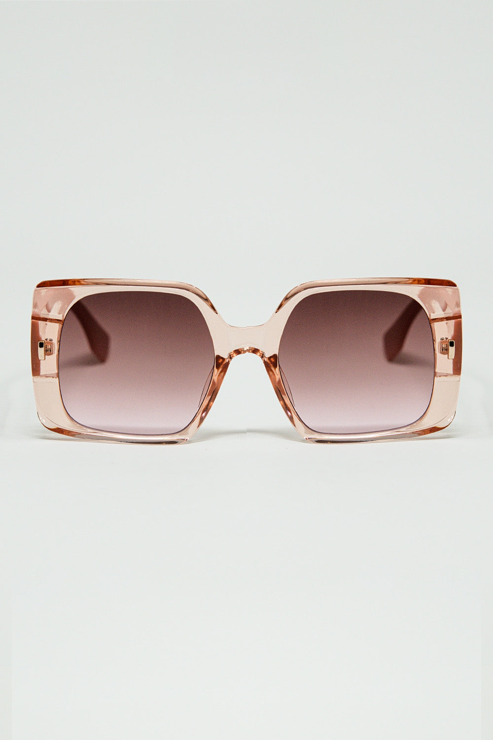 Q2 Óculos de sol quadrados cor-de-rosa com pormenor dourado na lateral