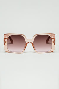 Q2 Óculos de sol quadrados cor-de-rosa com pormenor dourado na lateral