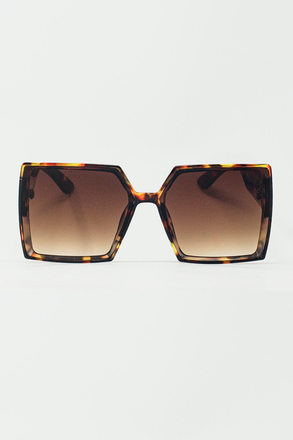Q2 Óculos de sol quadrados e oversized em marron