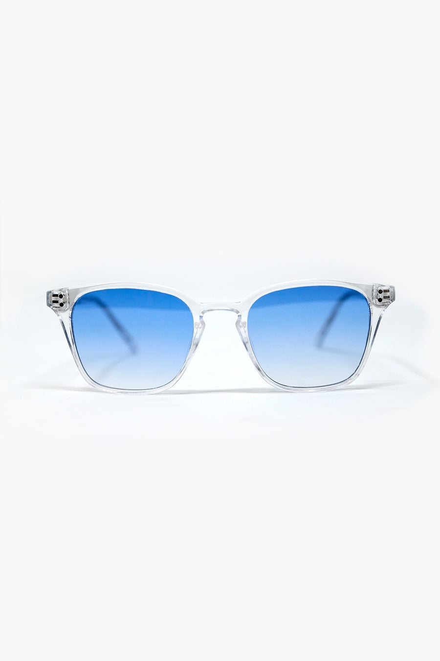 Q2 Óculos de sol quadrados transparentes com lentes de gradiente azul claro