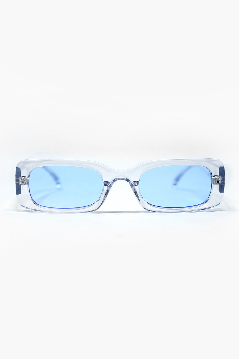 Q2 Óculos de sol rectangulares transparentes com lentes fumadas azuis