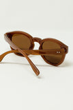 Óculos de sol redondos dos anos 90 com lentes castanhas e armação castanha clara