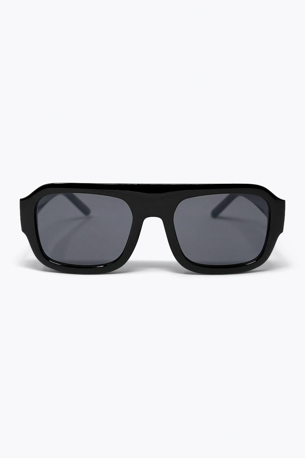 Q2 Óculos de Sol Retangulares Oversized Pretos com Lentes Escuras