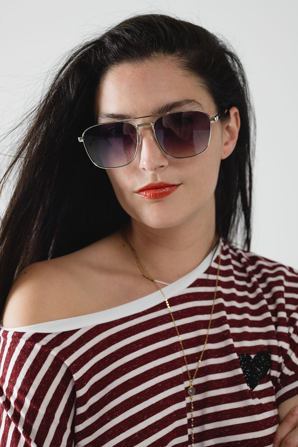 Óculos de sol Squared Metal com lentes fumadas cinzentas