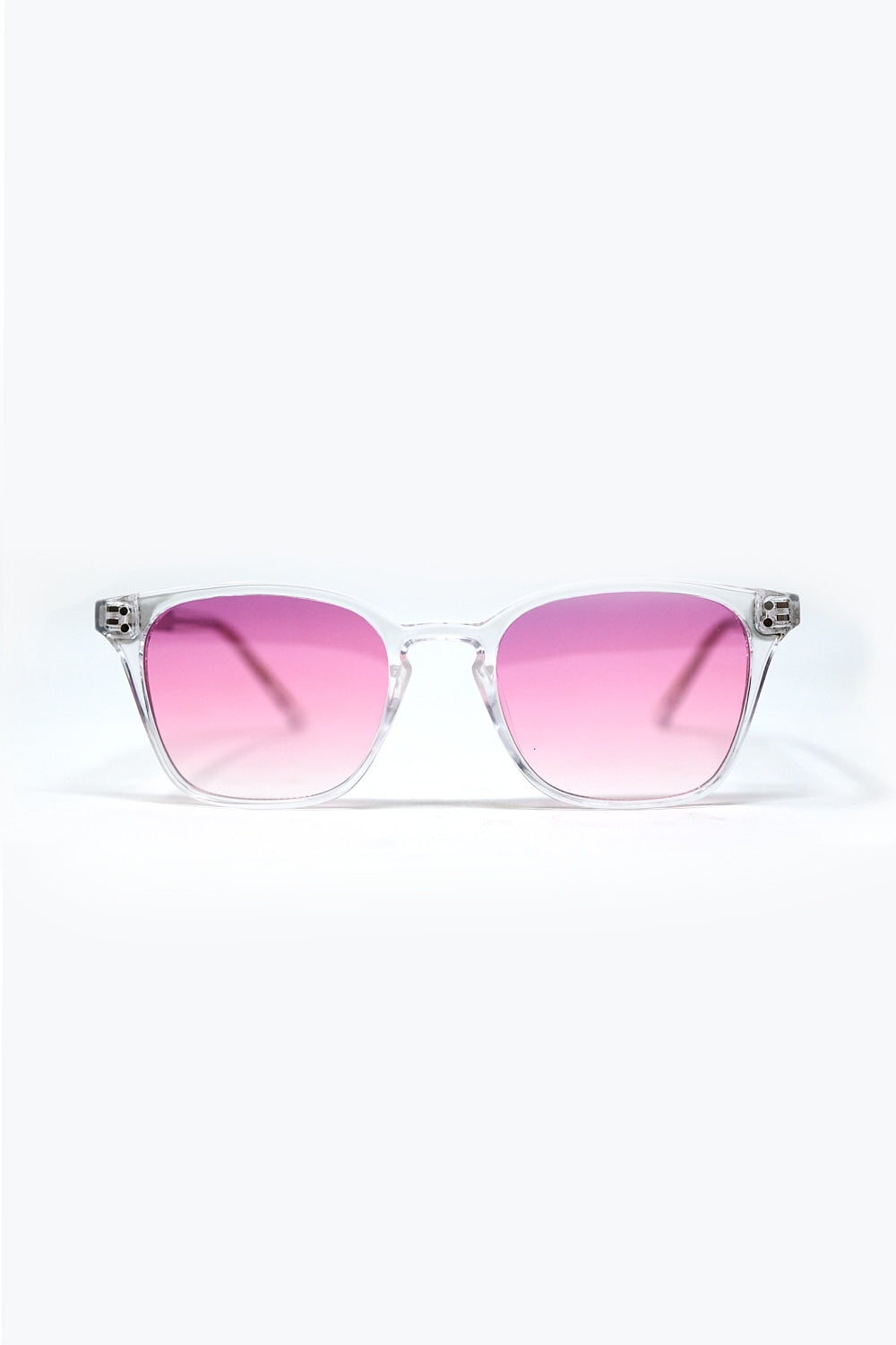 Q2 Óculos de sol transparentes com lentes de gradiente cor-de-rosa